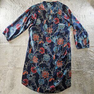 Women's Gap Blue Floral Dress With Sleeves Size Large
